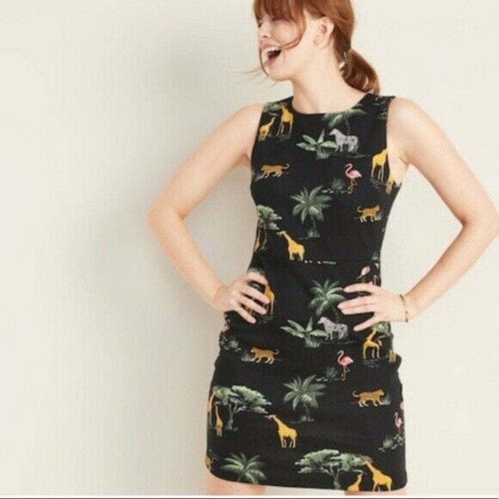 Old Navy Print Tropical Palms Sheath Dress